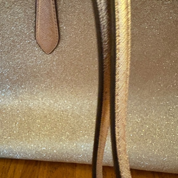 Kate Spade Lola Tinsel Shimmer Glitter Rose Gold Tote Bag - Picture 4 of 13